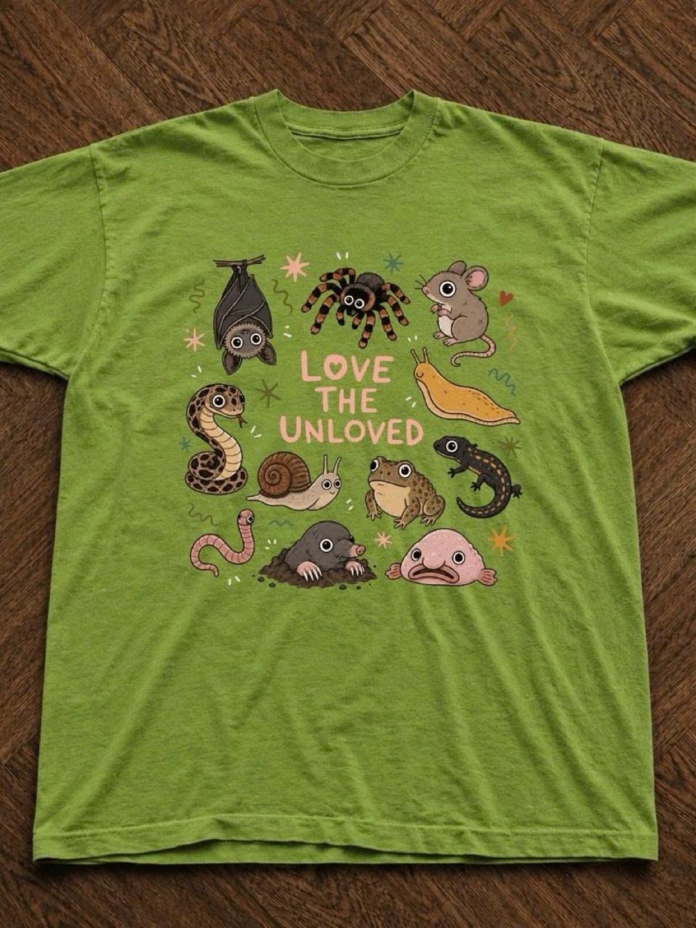 Gildan Lime Green 'Love The Unloved' Reptile & Amphibian Graphic Tee